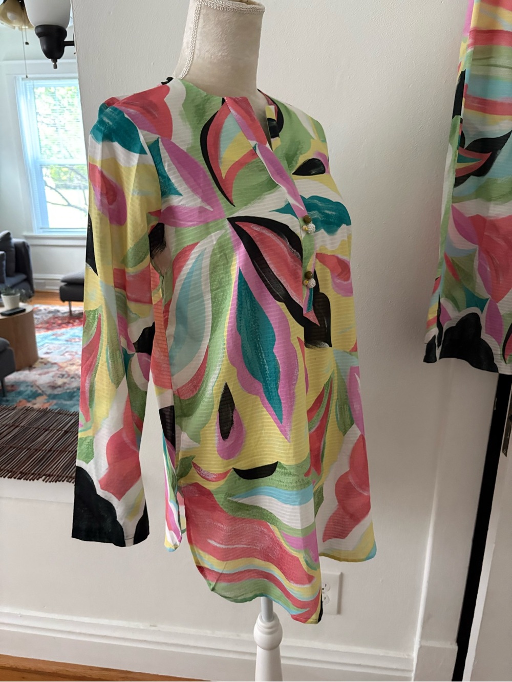 NWT Ethnc pant tunic 2 pc set cotton artsy summer modest size S - Picture 4 of 15